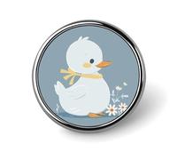 Petit canard blanc rond badge mignon émail broche bouton broche bouton personnalisé vêtements décoration unisexe porte-badge chapeaux sacs chemises décoration