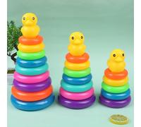 Petit Canard Jaune Jenga, Tour Arc-En-Ciel, Cercle D'empilage, Jouet Puzzle, Anneau, Éducation De La Petite Enfance, 1 Pièce