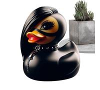 Petit canard jaune statue de canard en résine noire Rocker Sculpture de collection Gothique Punk Figurine à collectionner Statue de canard Satan en résine synthétique Décoration de table Cadeau Rock