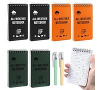Petit Carnet De Notes De Poche Imperméable à L'eau, 6 Pièces A7 Cahier Spirale Résistant à L'eau avec Stylo, Carnet De Poche Mini Bloc Note To Do List pour L'école, Le Travail (Noir & Vert & Orange)