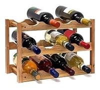 Petit casier à vin - Étagère à vin en Noyer avec Bois Naturel, présentoir à vin, Rangement pour la Maison, Le Bar, Le comptoir.