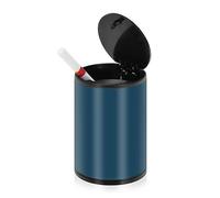 Petit cendrier bleu marine pour cigarettes avec couvercle en acier inoxydable portable couvert extérieur cendriers pour la maison, le bateau, le camion