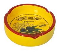 Petit cendrier en céramique jaune décorée Provence Jaune G