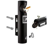 Petit cendrier mural d'extérieur - Cendrier à poser sur pied en acier inoxydable - Sans fumée - Coupe-vent - Verrouillable - Pour terrasse et jardin