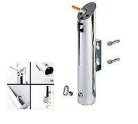 Petit cendrier mural d'extérieur - Cendrier à poser sur pied en acier inoxydable - Sans fumée - Coupe-vent - Verrouillable - Pour terrasse et jardin