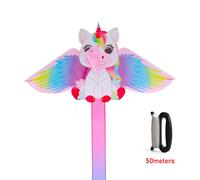 Petit Cerf-Volant Licorne Rose,Adapté Aux Enfants Ou Aux Débutants,Facile À Voler Avec Corde De Cerf-Volant De 50m