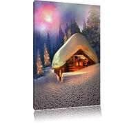 Petit chalet de rêve dans un paysage enneigé Format: toile 80x60auf, XXL énormes Photos complètement encadrés par la civière, l'impression de l'image Art mural avec cadre, moins cher que peintures à l'huile et de l'image, aucune affiche ou poster