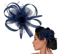 Petit chapeau bibi élégant en maille avec plumes et voile de fleurs pour mariage, fête prénuptiale, bandeau floral, chapeau de fête, pour thé, mariages, courses, ascot royal, accessoire pour cheveux