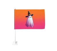 Petit chapeau de sorcière noir fantôme blanc pour voiture avec clip pour fenêtre extérieure 30 x 45 cm double face décoration de voiture