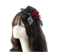 Petit chapeau élégant punk en fourrure avec oreilles en fourrure - Accessoire pour cheveux - Fleur rose - Pince à cheveux pour les amateurs de mode et Halloween - Couvre-chef tendance pour femme