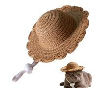 Petit Chapeau en Paille Canin - Bonnet Respirant pour Chaton,Chapeau de pour Chiot,pour Propriétaires d'animaux, Amoureux des Bêtes, Promenades en Plage, Randonnée, Jardinage,