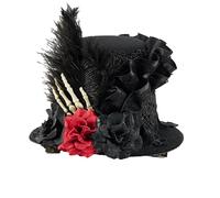 Petit chapeau plat vintage steampunk gothique gay épingle à cheveux spectacle accessoires pour cheveux fleurs couvre-chefs (crâne plume dentelle)