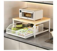 Petit chariot roulant pour micro-ondes avec panier de rangement, support de cuisine sur roulettes, étagère roulante multifonction pour bureau, salon et chambre à coucher, blanc (S)