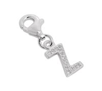 Petit Charm Lettre de l'Alphabet en Argent 925/1000 et Oxydes de Zirconium Attache Mousqueton - B