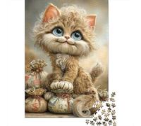 Petit Chat avec de l'argent Set De 1000 Pièces Papier Recyclé Puzzle Adulte Facile À Ranger Casse-tête Engageant Heures Divertissement Activité Lien Familial 52x38cm/1000pcs