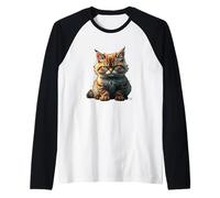 Petit chat mignon et méchant - Oeil maléfique - Animal drôle Manche Raglan
