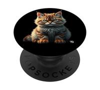 Petit chat mignon et méchant - Oeil maléfique - Animal drôle PopSockets PopGrip Adhésif