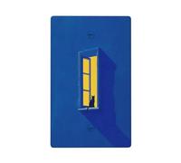 Petit chat noir dans fenêtre jaune minimaliste simple plaque murale vierge couvercle d'interrupteur décoratif 1 gang pour cuisine, salle de bain, taille 11,4 x 7 cm