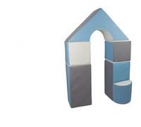 Velinda Petit Château - Lot de 6 Blocs en Mousse pour Le Jeu crèches écoles maternelles (Couleur: Blanc, Bleu Clair, Gris)