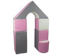 Petit Château - Lot De 11 Blocs En Mousse Pour Le Jeu Blanc,Rose Clair,Gris