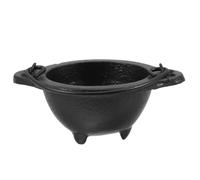 Petit Chaudron Couvercle Décoratif en Fonte Noir à Trois Pieds | Poignée Intégrée, Usage Rituel et Décoration, Finition Vintage Patinée, pour Étagères et Aromathérapie Maison