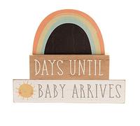 Petit Cheri Plaque de compte à rebours en bois avec arc-en-ciel - Days Until Baby Arrives