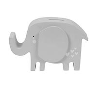 Petit Cheri Tirelire en bois gris éléphant avec section transparente derrière l'oreille