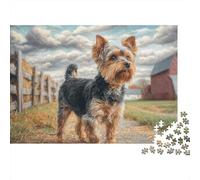 Petit Chien à la Ferme Puzzle 1000 Pièces Puzzle pour Adultes Paysage Campagne Jeu de Puzzle 1000 Pièces Détente Décoration 38x26cm/1000pcs