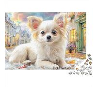 Petit Chien à Longs Poils Puzzle 1000 Pièces pour Adultes Papier Scène de Rue Européenne Activité Détente Maison Cadeau 70x50cm/1000pcs