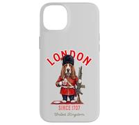 Petit Chien Basset Hound London King's Guard Angleterre avec Drapeau du Royaume-Uni Coque pour iPhone 14 Plus