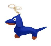 Petit chien teckel chien porte-clés PU animaux en cuir porte-clés suspendu ornement sac à main charme cadeaux pour hommes femmes chien porte-clés pendentif, bleu marine, B