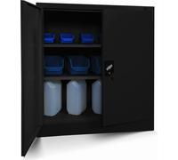 Petit classeur C001B Armoire de bureau avec porte battante Armoire de rangement en métal Tôle d'acier revêtue par poudrage 92,5 cm x 90 cm noir