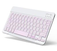 Petit clavier Bluetooth rétroéclairé portable sans fil rechargeable pour tablette Android, Samsung, téléphone portable, smartphone, iPad A16 11e et 10e génération, iPad Pro, Air, Mini, iPhone (blanc)