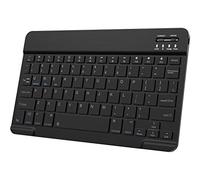 Petit clavier Bluetooth ultra fin pour iPad, clavier portable rechargeable sans fil pour iPad Air, iPad Pro, iPad mini, iPhone, Android, Samsung, tablette, téléphone portable, smartphone (noir)