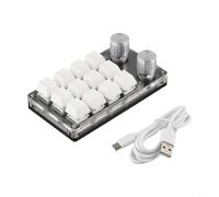 Petit clavier mécanique programmable avec 12 touches et 2 boutons pour le contrôle des médias, du défilement et des commandes personnalisées en production et laboratoire (blanc)