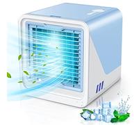 Petit climatiseur portable 3 en 1 - Humidificateur d'air compact par évaporation - Ventilateur de bureau à 3 vitesses de vent - Convient pour la maison et le bureau