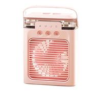 Petit climatiseur portable for chambre à coucher, climatiseur portable for voiture, réservoir d'eau de 400 ml,7 couleurs de lumière réglables, minuterie de 3 h,autonomie de 5 h(Pink)