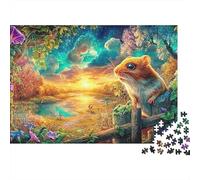 Petit Cochon d'Guinée Assis sur Un tronçon en Bois Puzzle De 1000 Pièces Cochon d'Guinée Mignon Jeu De Défi pour Hommes, Femmes Et Personnes Âgées 38x26cm/1000pcs