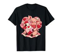 Petit Cochon embrassant Un Grand cœur en Patchwork T-Shirt