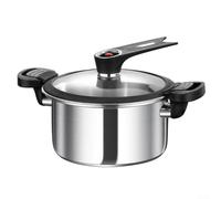 Petit cocotte minute en acier inoxydable de 3,5 l pour cuisson à la vapeur, cuisson lente, intérieur antiadhésif, sans flamme ouverte, noir argenté, 23,5 cm