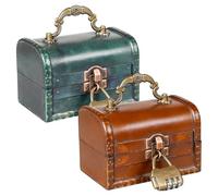 Petit coffre au trésor en bois pour enfants - Pour anniversaire d'enfant et décoration - Petit coffre au trésor avec serrure - Boîte de rangement - Boîte de rangement - Boîte de pirate pour bijoux