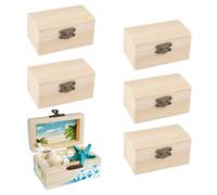 Petit Coffre en Bois, 6 Pièces Mini Coffre au Trésor en Bois, Caisse au Trésor en Bois Rectangulaire avec Couvercle à Charnières, Petite Caisse en Bois, Convient Pour Ranger