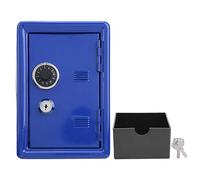 Petit coffre-fort de valeur en métal, étui de rangement pour enfants, mini-tirelire à clé pour enfants, boîte de rangement pour changement de monnaie(bleu)