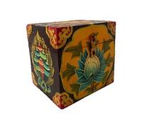 Petit coffret tibétain fleuri peint à la main