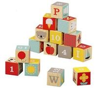 Petit Collage cubes de construction en bois ABC 15 pièces G