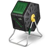 Petit Composteur de Jardin DF OMER - Compact à Chambre Unique pour Le Jardinage en Plein Air - Capacité de 70 Litres - Rotatif à Tonneau Tournant Protégé Contre Les UV