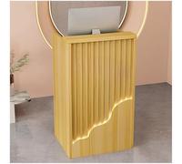 Petit Comptoir de Réception Moderne avec Lumières LED, Tiroir Verrouillable - pour Magasin, Salon, Hall d'Entrée, Bureau