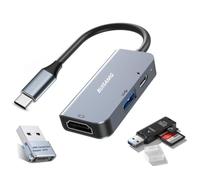 Petit concentrateur USB C pour ordinateur portable, charge rapide 87 W, USB C vers HDMI 4K pour MacBook Pro, iMac, iPhone 17, XPS. (HUB+lecteur de cartes+adaptateur USB, 3 pièces)