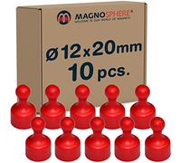 Petit cône-Aimant Ø 12 x 20 mm Néodyme, Rouge - Force 1,6 kg - 10 pièces