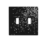 Petit confettis argentés soufflant double gang plaque murale interrupteur décoration taille standard - 11,4 x 11,4 cm